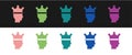 Set King crown icon isolated on black and white background. Vector Royalty Free Stock Photo