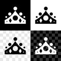 Set King crown icon isolated on black and white, transparent background. Vector Royalty Free Stock Photo