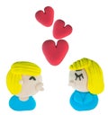 Set of Kissing people made from plasticine