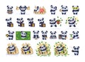 Set kit collection Emoji character cartoon panda Royalty Free Stock Photo