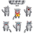 Vector set of tabby cat characters. Set 2