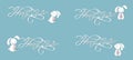 Set kit collection vector banner lettering Happy Easter bunny blue background Royalty Free Stock Photo