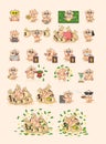 Set dog cub stickers emoticons