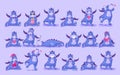 Set kit vector Emoji character cartoon dragon dinosaur stickers emoticons