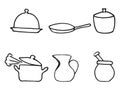 Set of kitchen accessories in doodle style Royalty Free Stock Photo