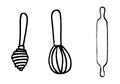Set of kitchen accessories in doodle style Royalty Free Stock Photo