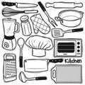 Set Kitchen Element Hand Drawn Doodle Royalty Free Stock Photo