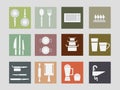 Set of Kitchen Equipment Flat Style Icon Royalty Free Stock Photo
