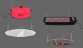 Set of kitchen equipment with pan boiler toaster. illustration eps10