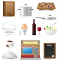 Set kitchen icons for restaurant cooking Royalty Free Stock Photo