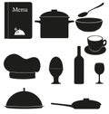 Set kitchen icons for restaurant cooking Royalty Free Stock Photo