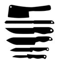 Set of kitchen knifes Royalty Free Stock Photo