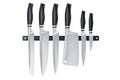 Set of kitchen knives on magnetic holder, 3D rendering Royalty Free Stock Photo