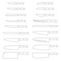 Set of kitchen knives, vector illustration Royalty Free Stock Photo