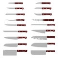 Set of kitchen knives, vector illustration Royalty Free Stock Photo