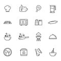 Set of kitchen related icon line