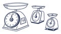 Set of Kitchen Scales Mechanical & Digital Vector Art, vector design Generative AI Royalty Free Stock Photo