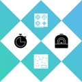 Set Kitchen timer, Electric stove, Gas and Oven icon. Vector