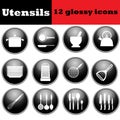 Set kitchen utensil glossy iconsSet kitchen utensil glossy icons Royalty Free Stock Photo