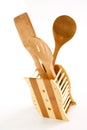 Set of kitchen utensils made of bamboo Royalty Free Stock Photo