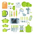 Set of kitchen utensils, modern cooking utensils.