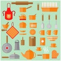 Set of kitchen utensils  vector illustration Royalty Free Stock Photo