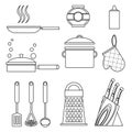 A set of kitchen utensils. Vector illustration on the theme of cooking and food Royalty Free Stock Photo