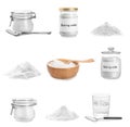 Set with kitchenware and baking soda on background Royalty Free Stock Photo