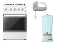 Set of kitchenware. Stove, mixer and blender.