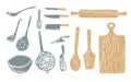 Set of kitchenware tools abstract style vector illustration on white background