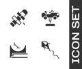 Set Kite, Hopscotch, Skate park and Swing car icon. Vector