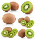 Set of kiwi fruits with slices