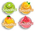 Set Of Kiwi, Orange, Mango And Watermelon Fresh Smoothie Logo.
