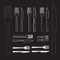 Set knife and fork hand drawn vector