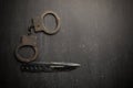 set of knife and handcuff