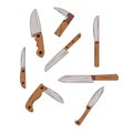 Set of knifes. Knife collection. Vector illustration icon. Royalty Free Stock Photo
