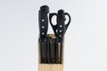 Set of knifes in wooden block Royalty Free Stock Photo