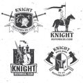 Set of knight historical club badge design Vector Concept for shirt, print, stamp, overlay or template. Vintage