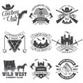 Set of knight historical and cowboy club design Vector Concept for shirt, print, stamp, overlay or template. Vintage