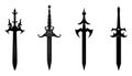 Set of knightly swords isolated on white background. Sword silhouettes. Royalty Free Stock Photo