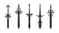 Set of knightly swords isolated on white background. Sword silhouettes. Royalty Free Stock Photo