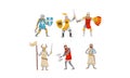 Set of knights in armor. Vector illustration on a white background. Royalty Free Stock Photo