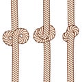 Set of knots on rope on white, stock vector illustration Royalty Free Stock Photo