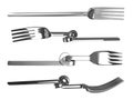 Set of knotted bent forks
