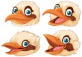 Set of Kookaburra native Australia birds with different emotions depicted in a vector cartoon illustration style