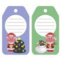 Set label illustrations of a pig the symbol of the 2019 New year