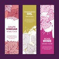 Set of label, package concept for red, rose, white wine list, grapeseed oil