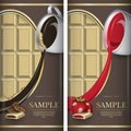 Set of label for white chocolate with coffe and with strawberry.