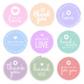 Set labels and bages for sellers including thank you, handmade, made with love and for you labels. Vector illustration
