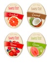 Set of labels of berries and fruit.